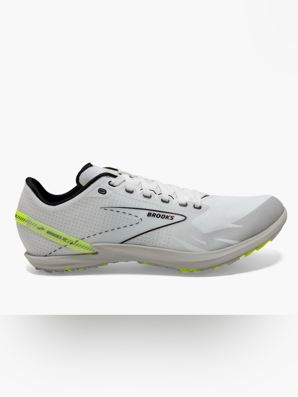 Brooks Unisex White Athletic Shoe with Neon Yellow Accents